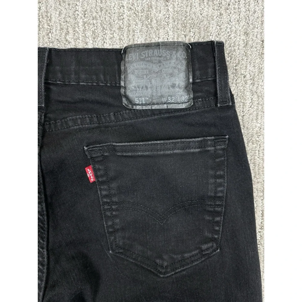 Levis 511 Jeans Mens 32x32 Black Skinny Leg Slim Fit Dark Wash Stretch Flex